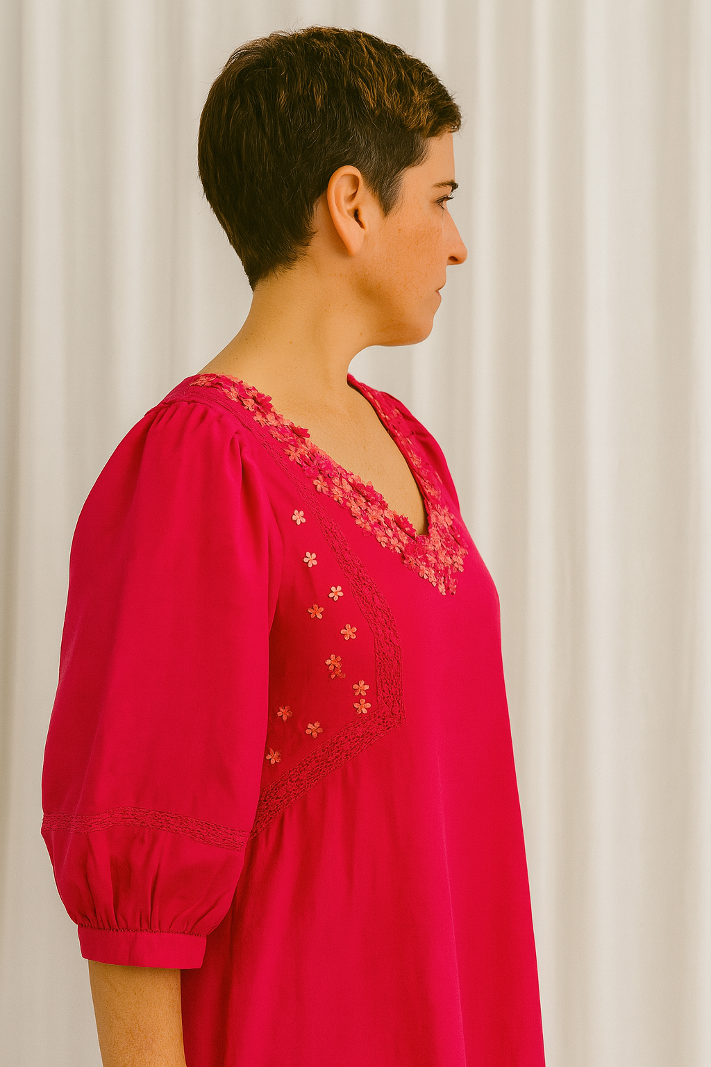 Cerise Whisper Silk Cotton Dress