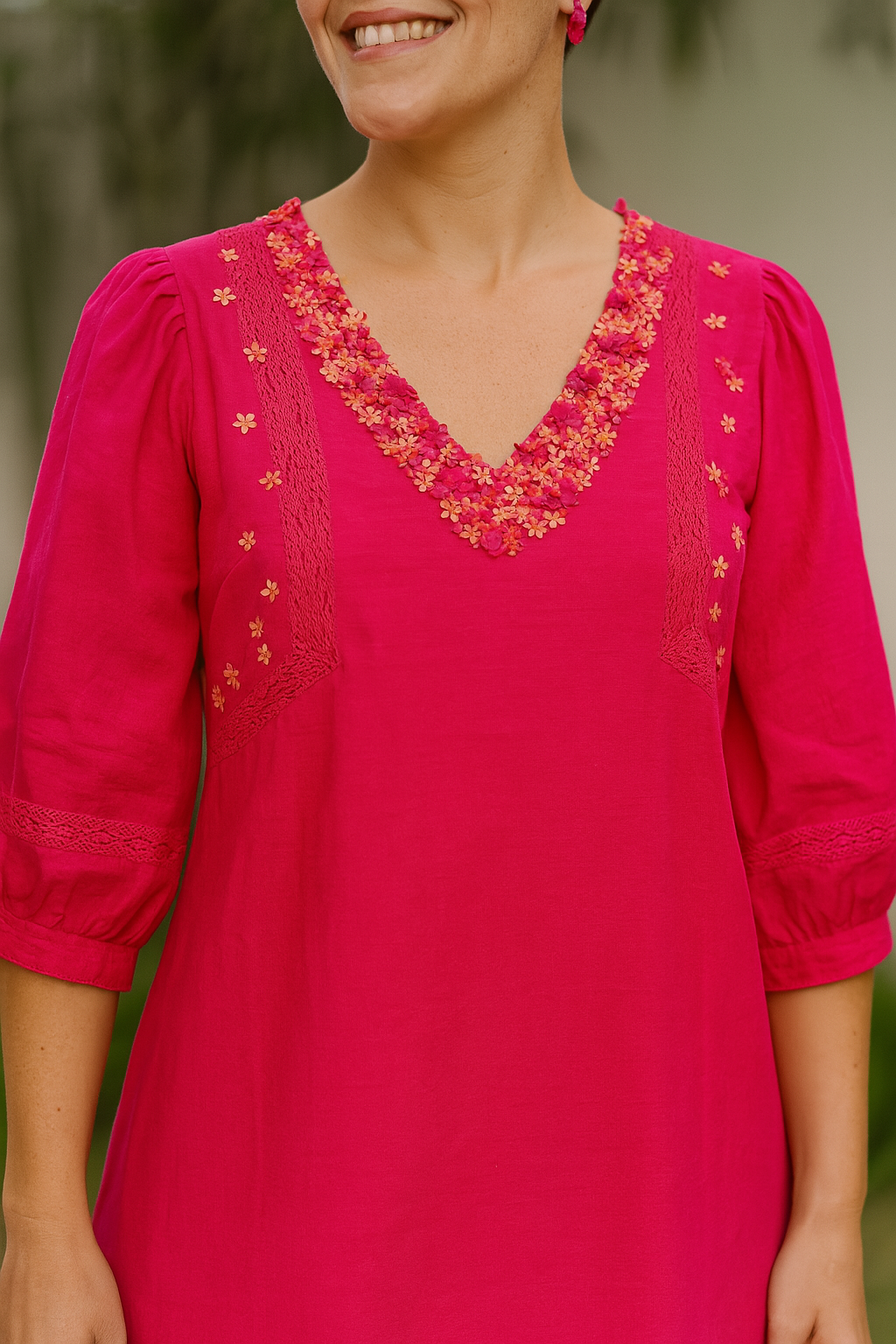 Cerise Whisper Silk Cotton Dress