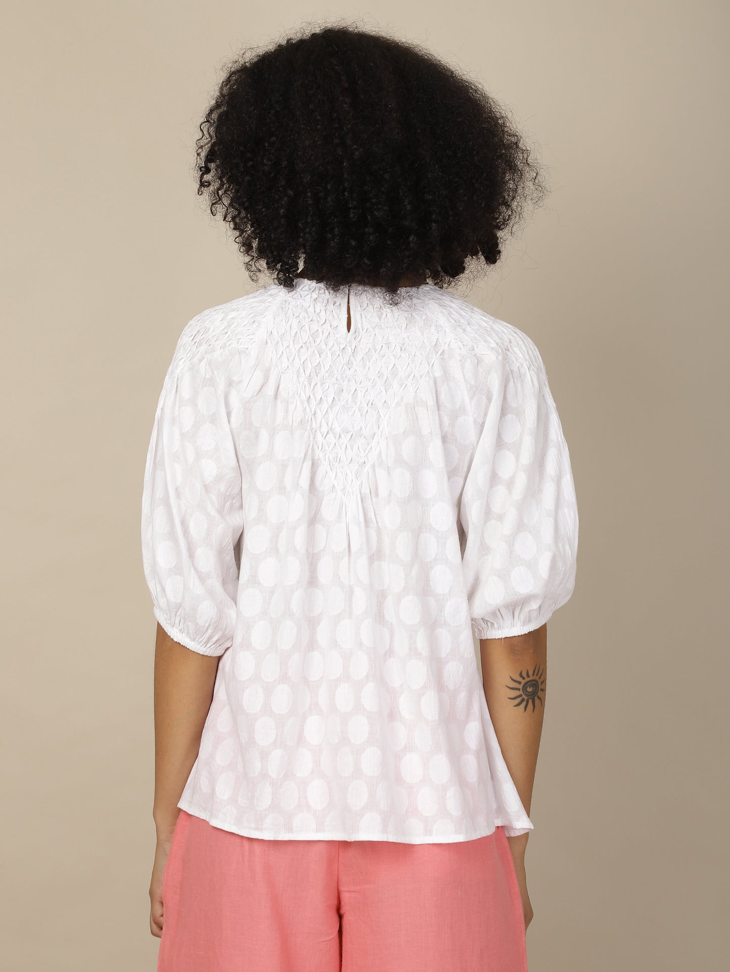 Pristine Ivory Smock Cotton Top