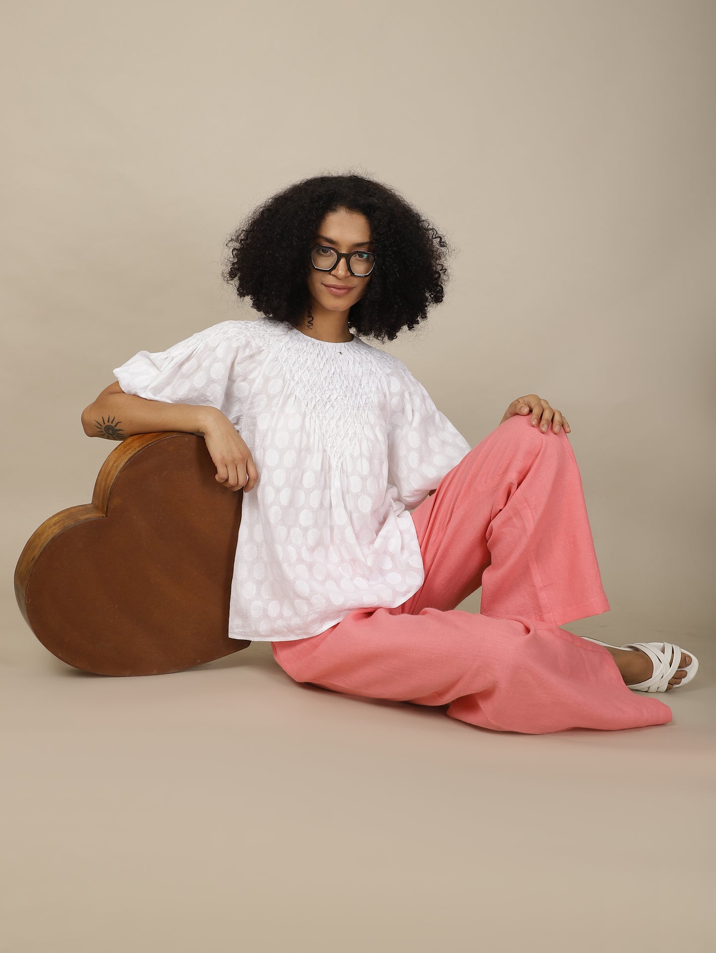 Pristine Ivory Smock Cotton Top