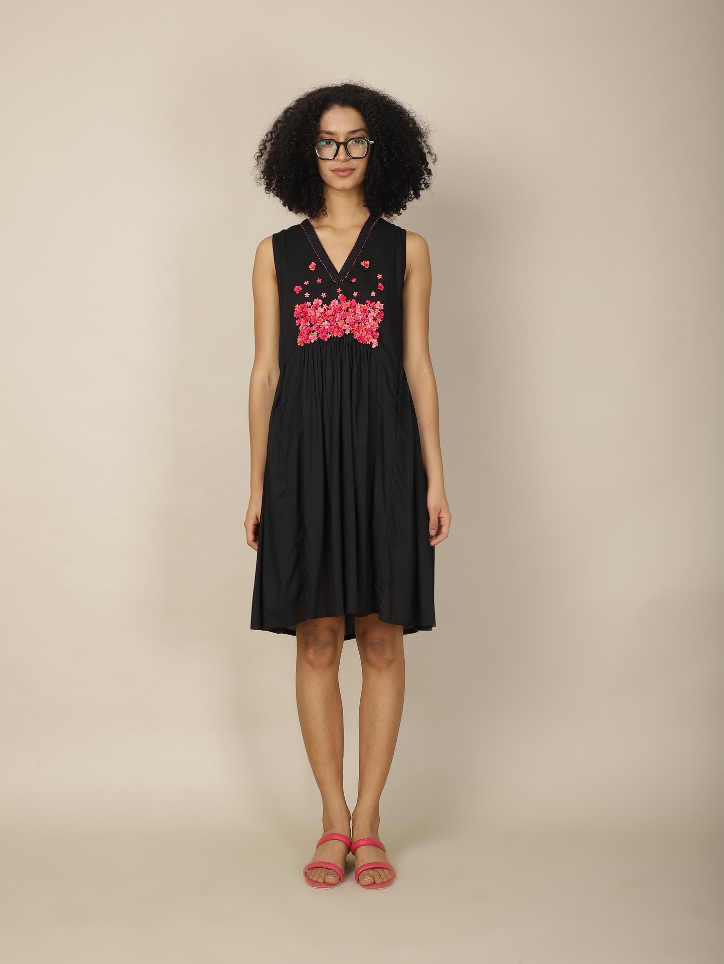 Ebony Pink Blossom Cotton Modal dress