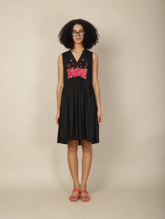 Ebony Pink Blossom Cotton Modal dress