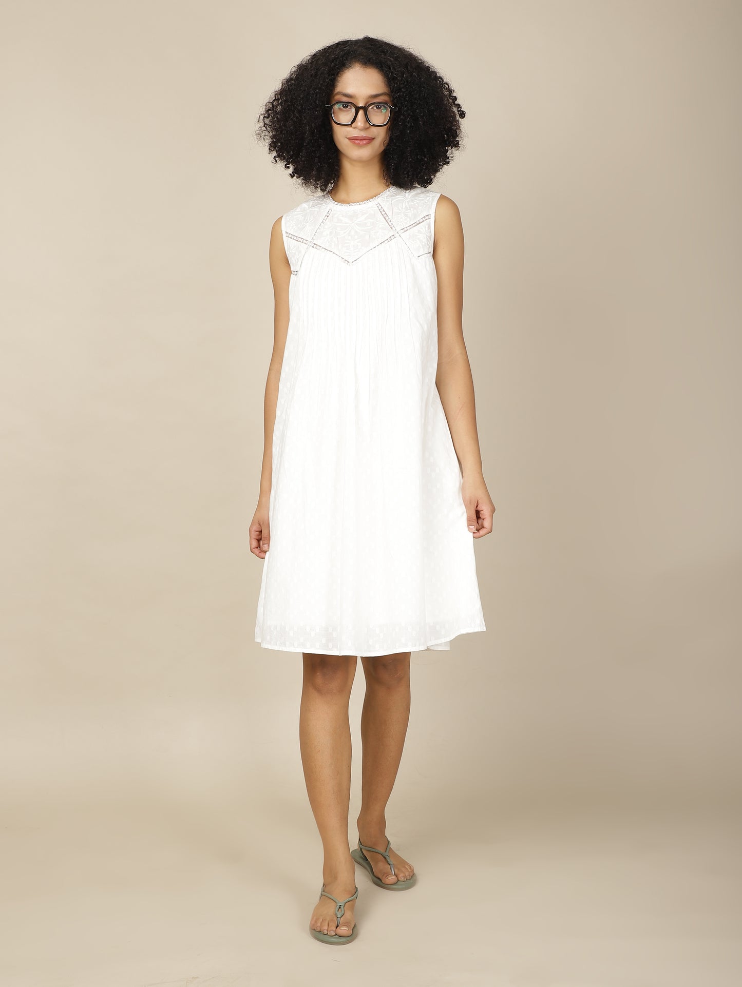 Lace Reverie White Cotton dress