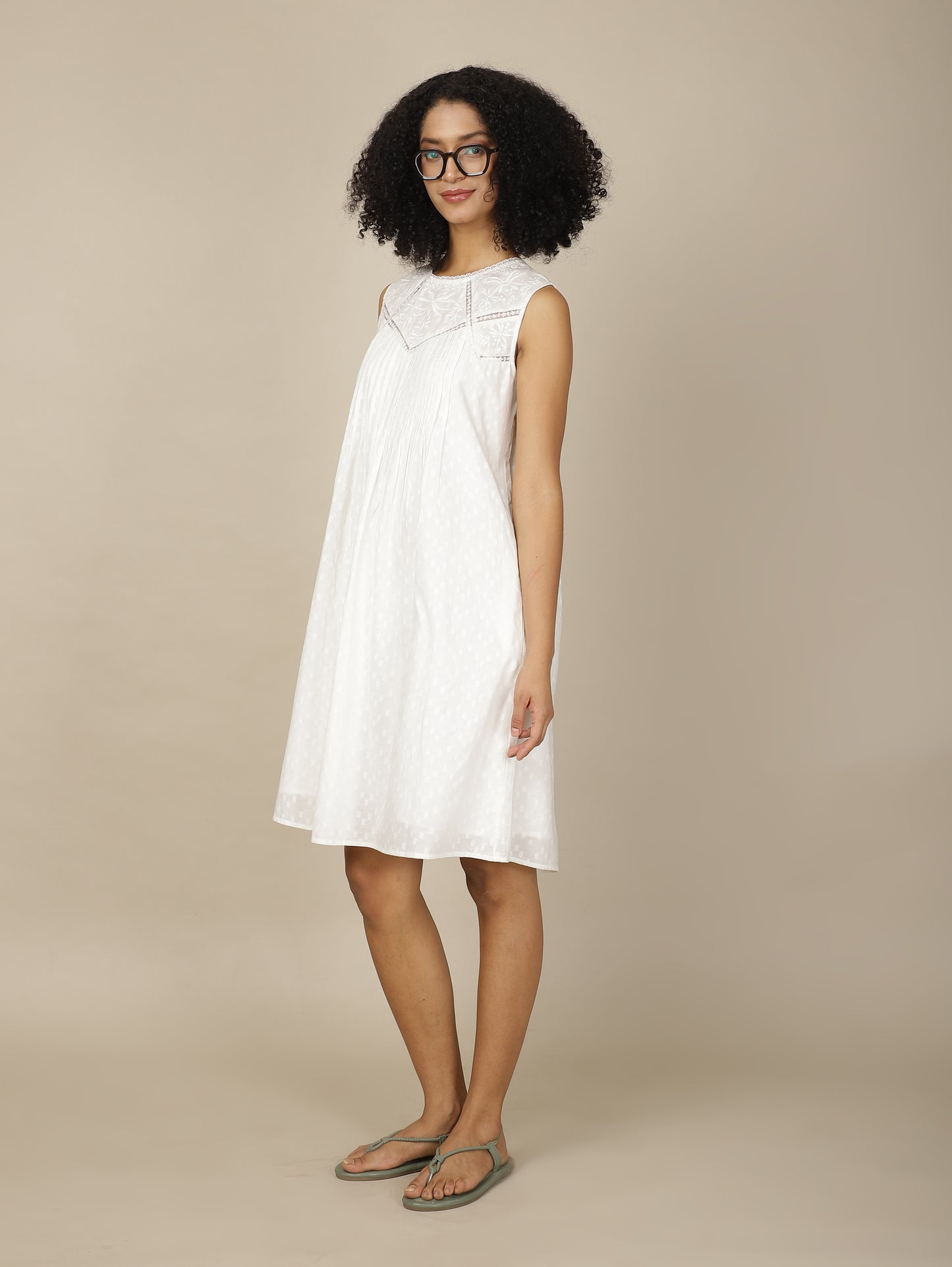 Lace Reverie White Cotton dress