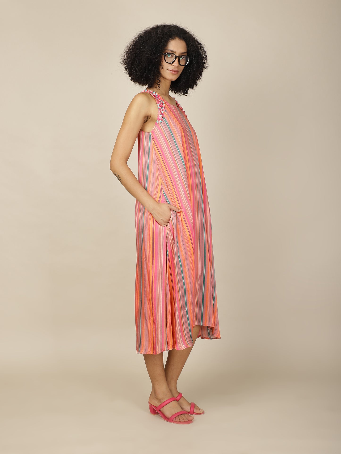 Striped Petal Pop Modal dress