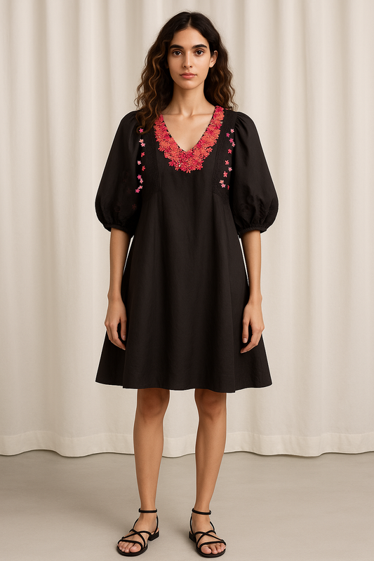 Ebony Whisper Silk Cotton Dress