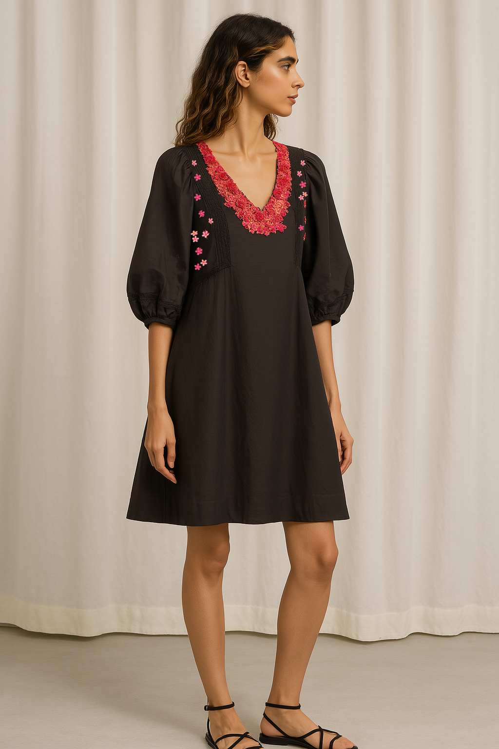 Ebony Whisper Silk Cotton Dress