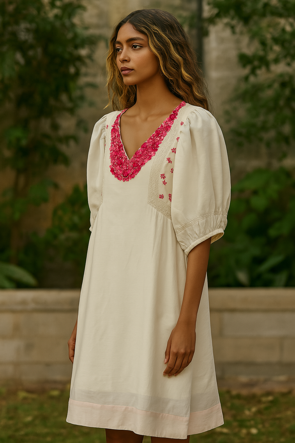 Ecru Whisper Silk Cotton Dress