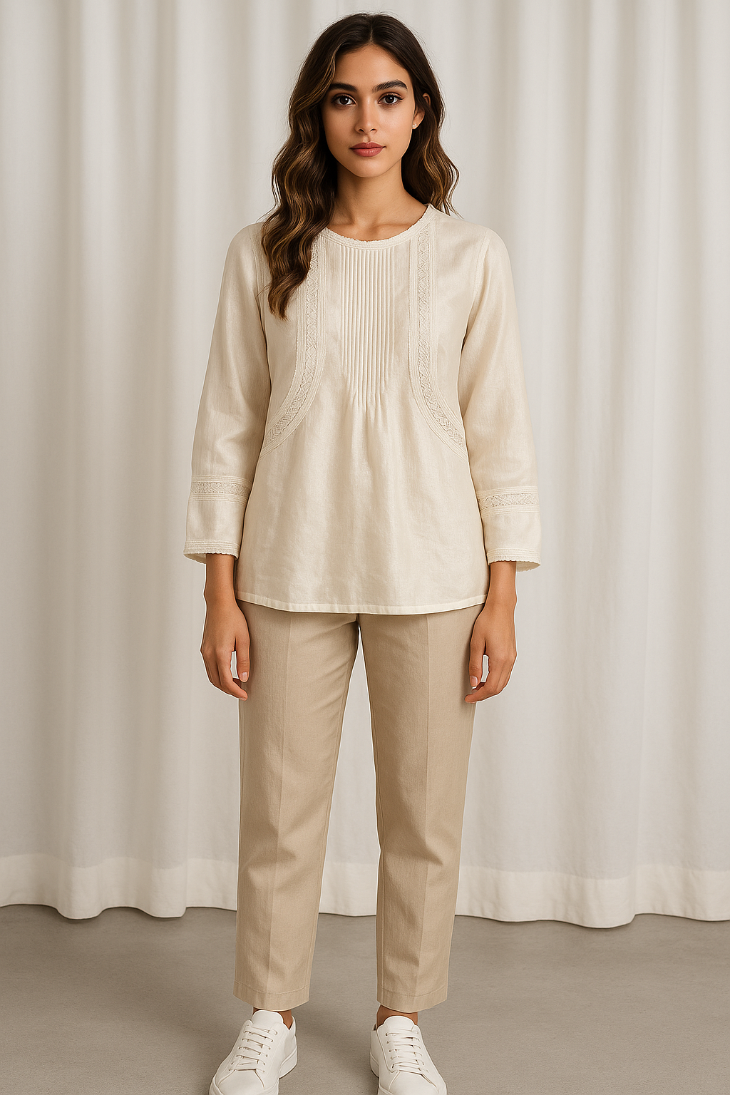 Ecru Reverie Cotton Silk Top