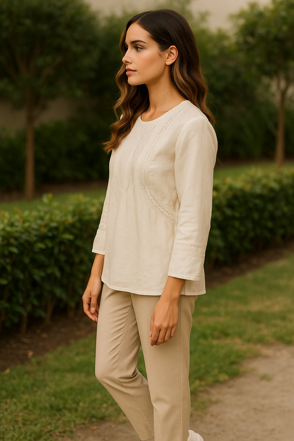 Ecru Reverie Cotton Silk Top
