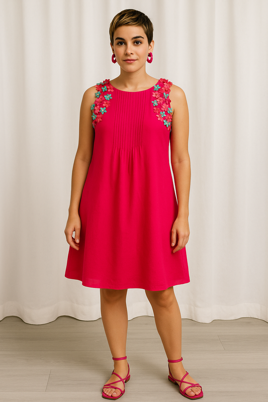 Wisteria Fuchsia Cotton Silk Dress