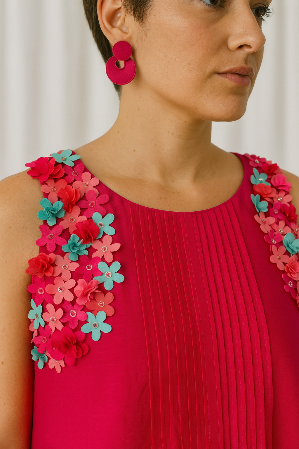 Wisteria Fuchsia Cotton Silk Dress