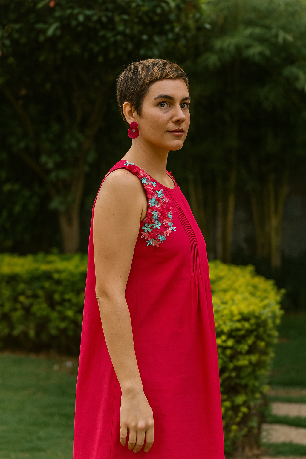 Wisteria Fuchsia Cotton Silk Dress