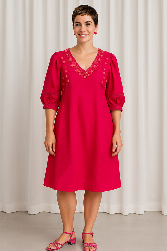 Cerise Whisper Silk Cotton Dress