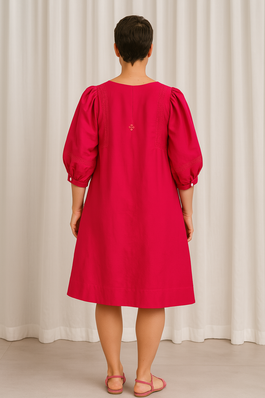 Cerise Whisper Silk Cotton Dress