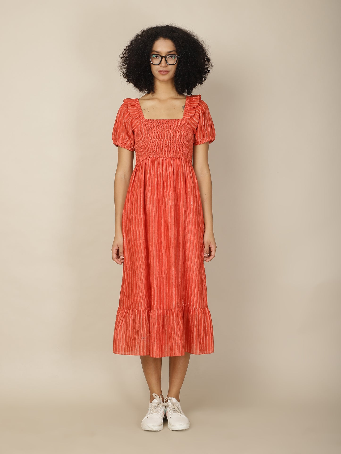 Scarlet dabu smock Cotton Silk dress