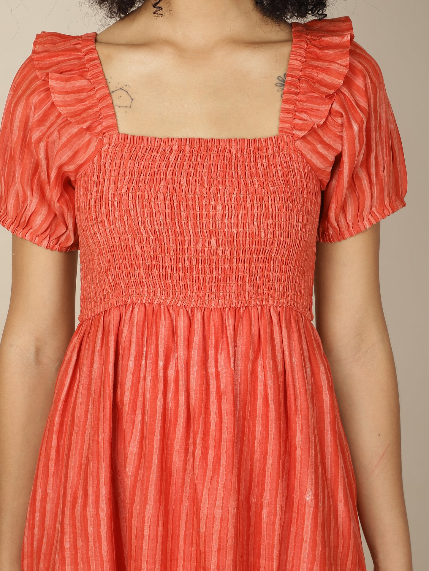 Scarlet dabu smock Cotton Silk dress