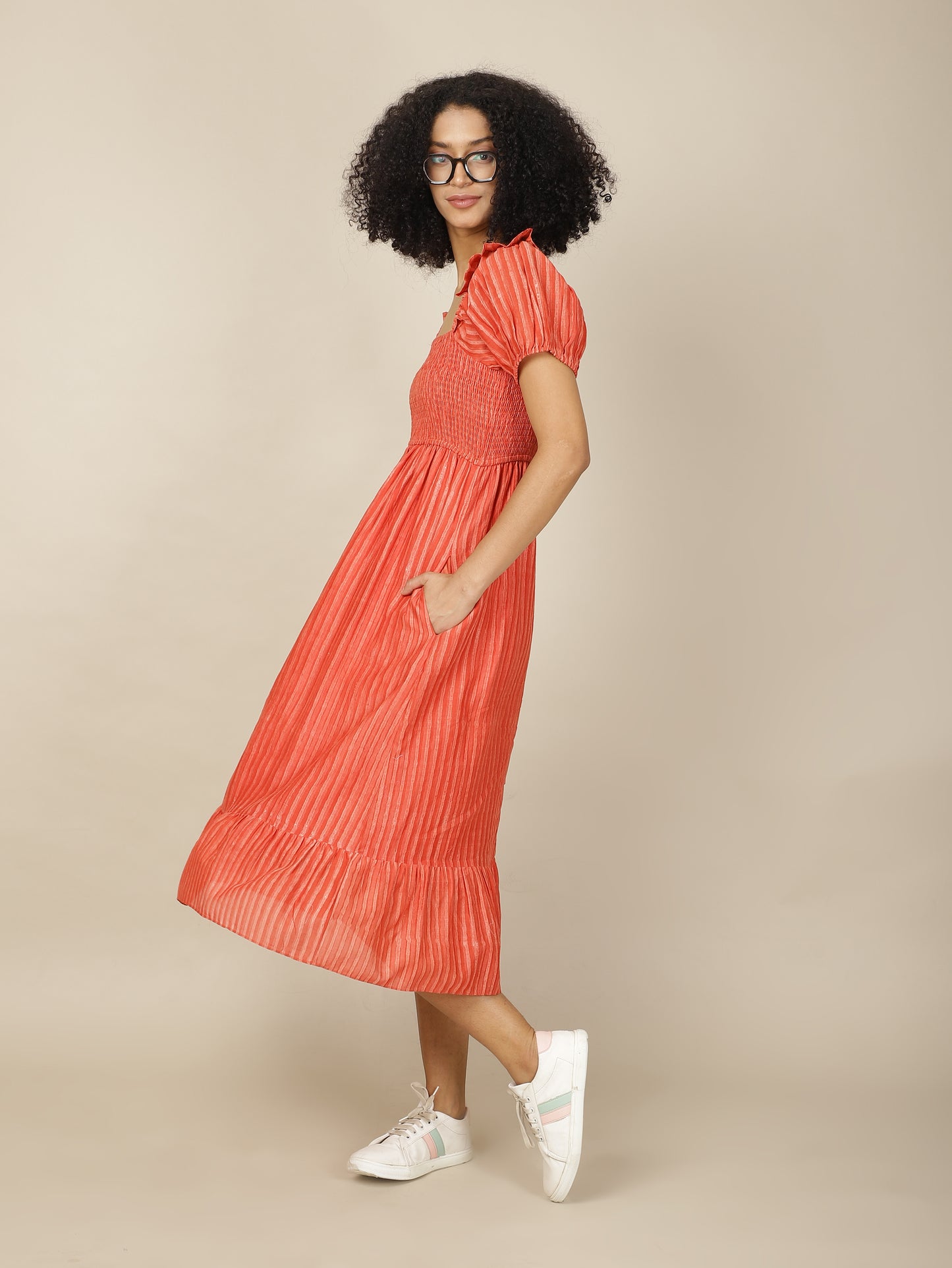 Scarlet dabu smock Cotton Silk dress