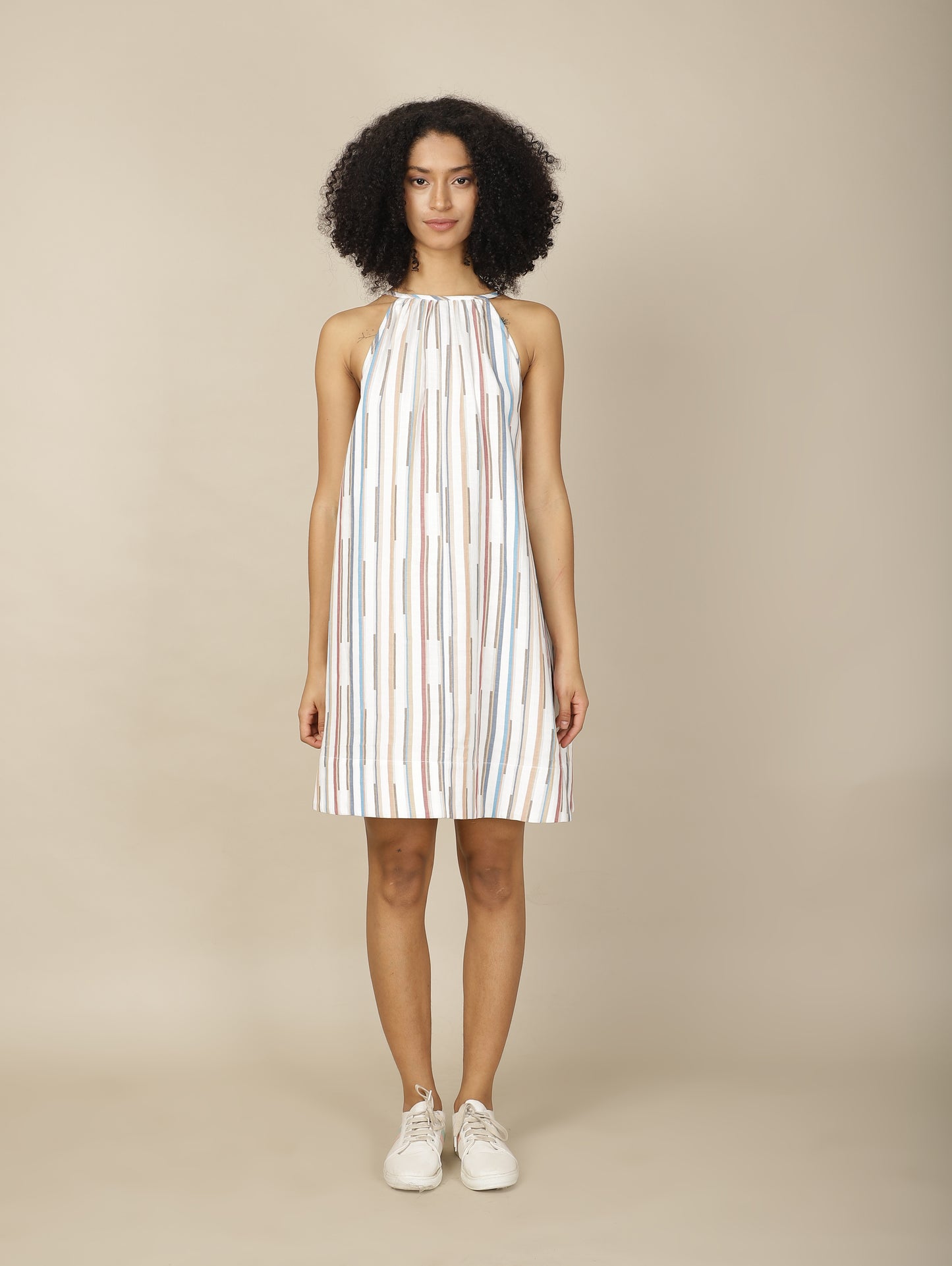 Seaside Striped Halter Cotton Dress