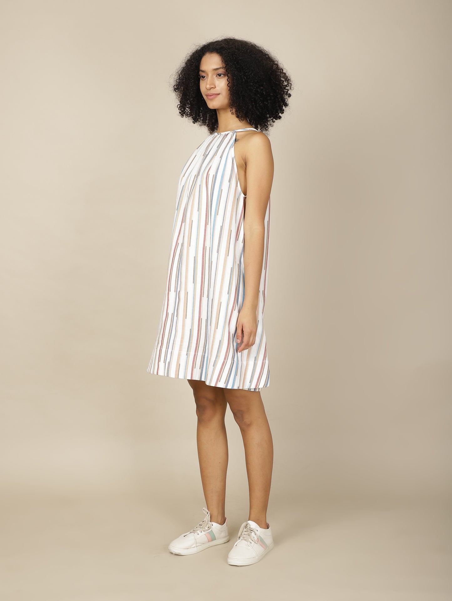 Seaside Striped Halter Cotton Dress