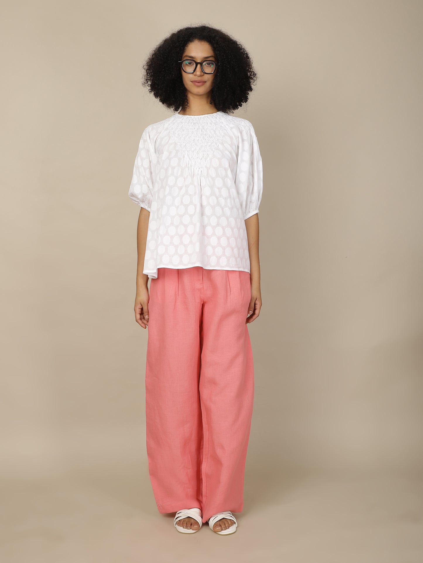 Pristine Ivory Smock Cotton Top