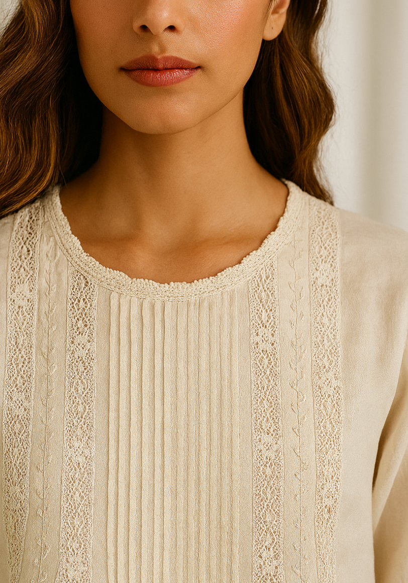 Ecru Reverie Cotton Silk Top